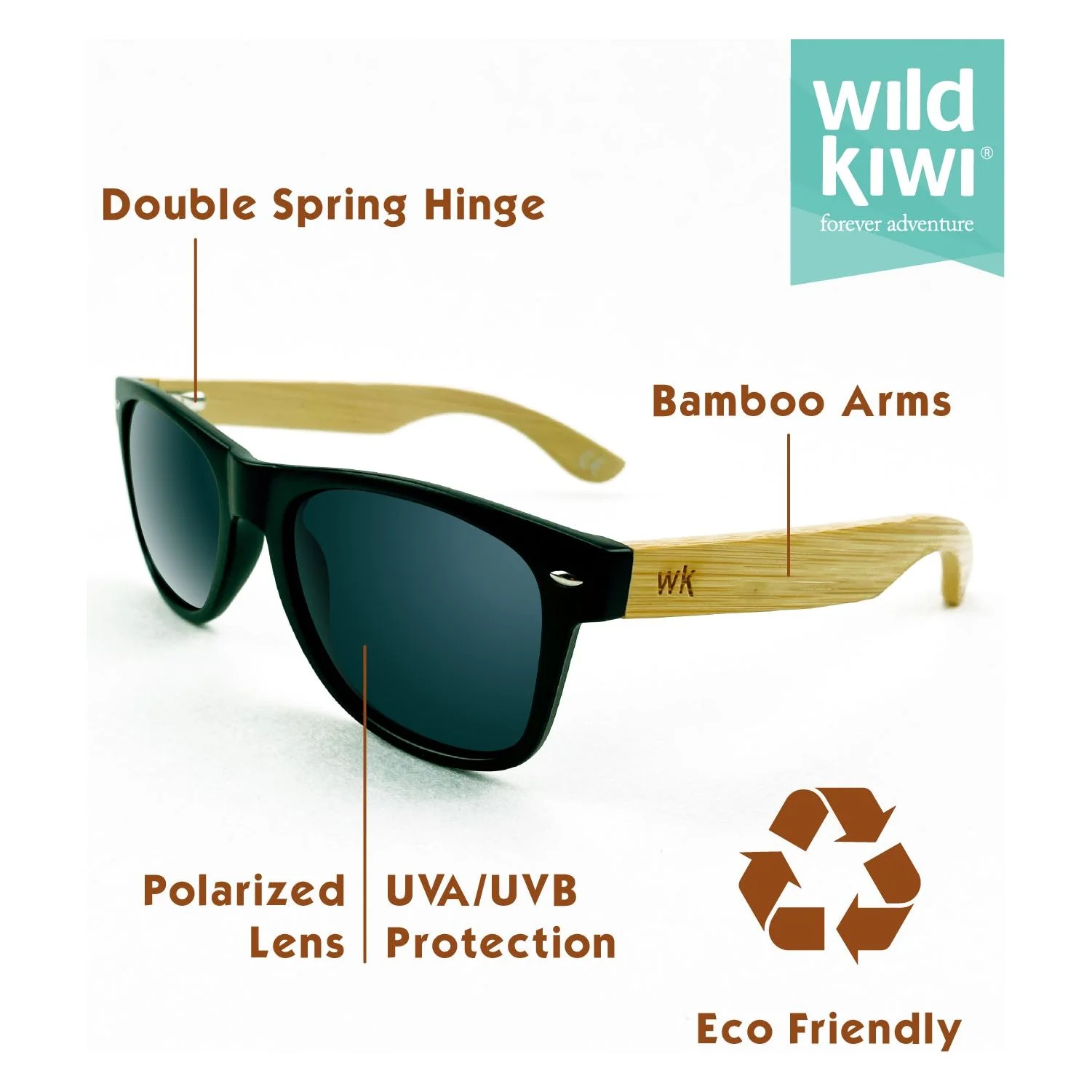Bamboo Sunglasses Polarised for Men and Women - Black - Image 2