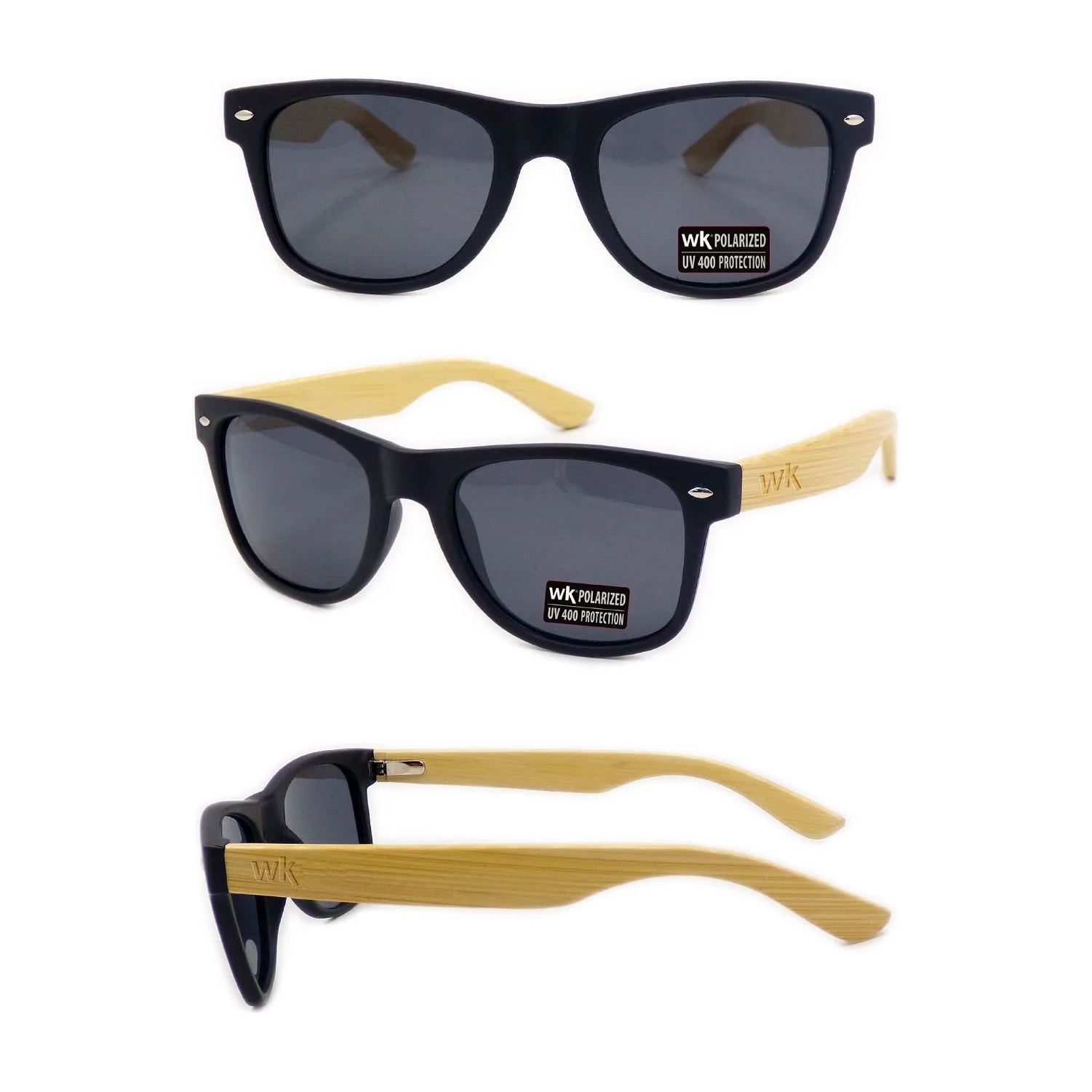 Bamboo Sunglasses Polarised for Men and Women - Black - Image 3