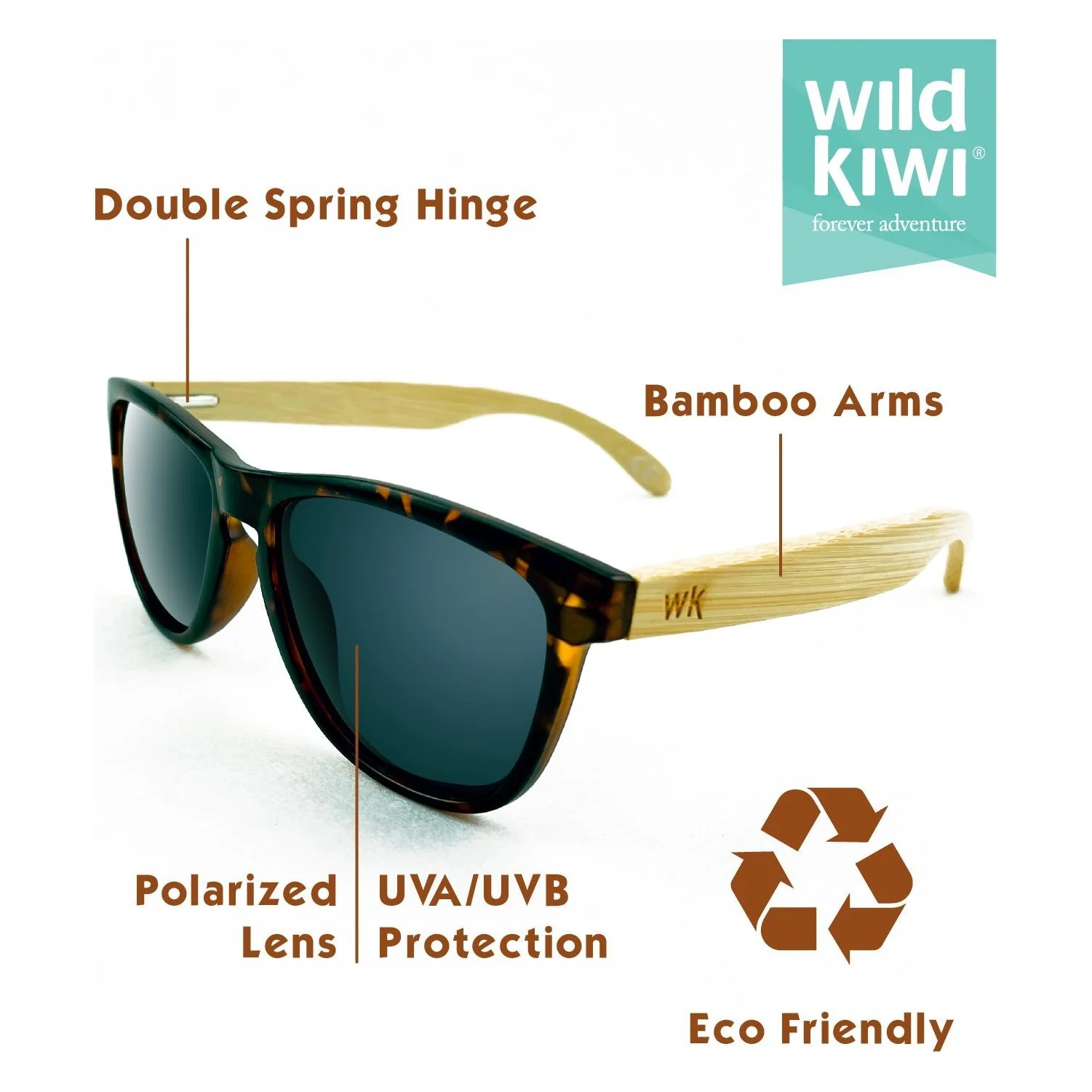 Bamboo Sunglasses Polarised for Men and Women - Tortoise Shell - Image 2