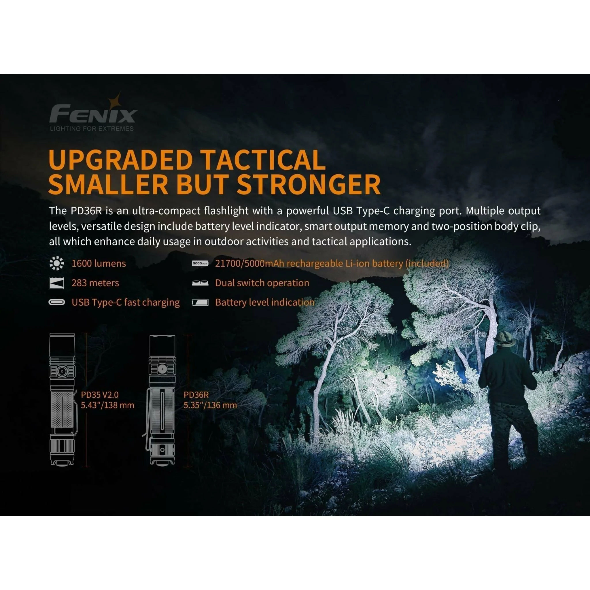 Fenix PD36R 1600 Lumen Rechargeable Torch - Image 3