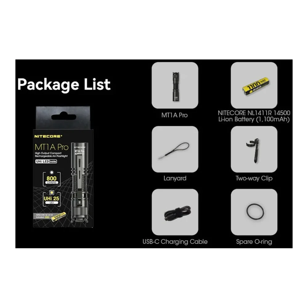 MT1A Pro Compact Rechargeable Flashlight (800 Lumens) - Image 5