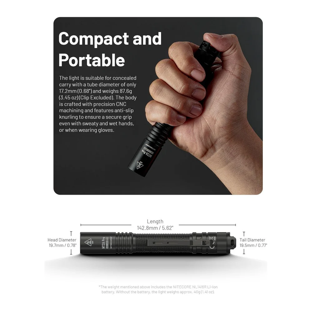 Nitecore MT2A PRO Rechargeable Flashlight - 1000 lumens - Image 15