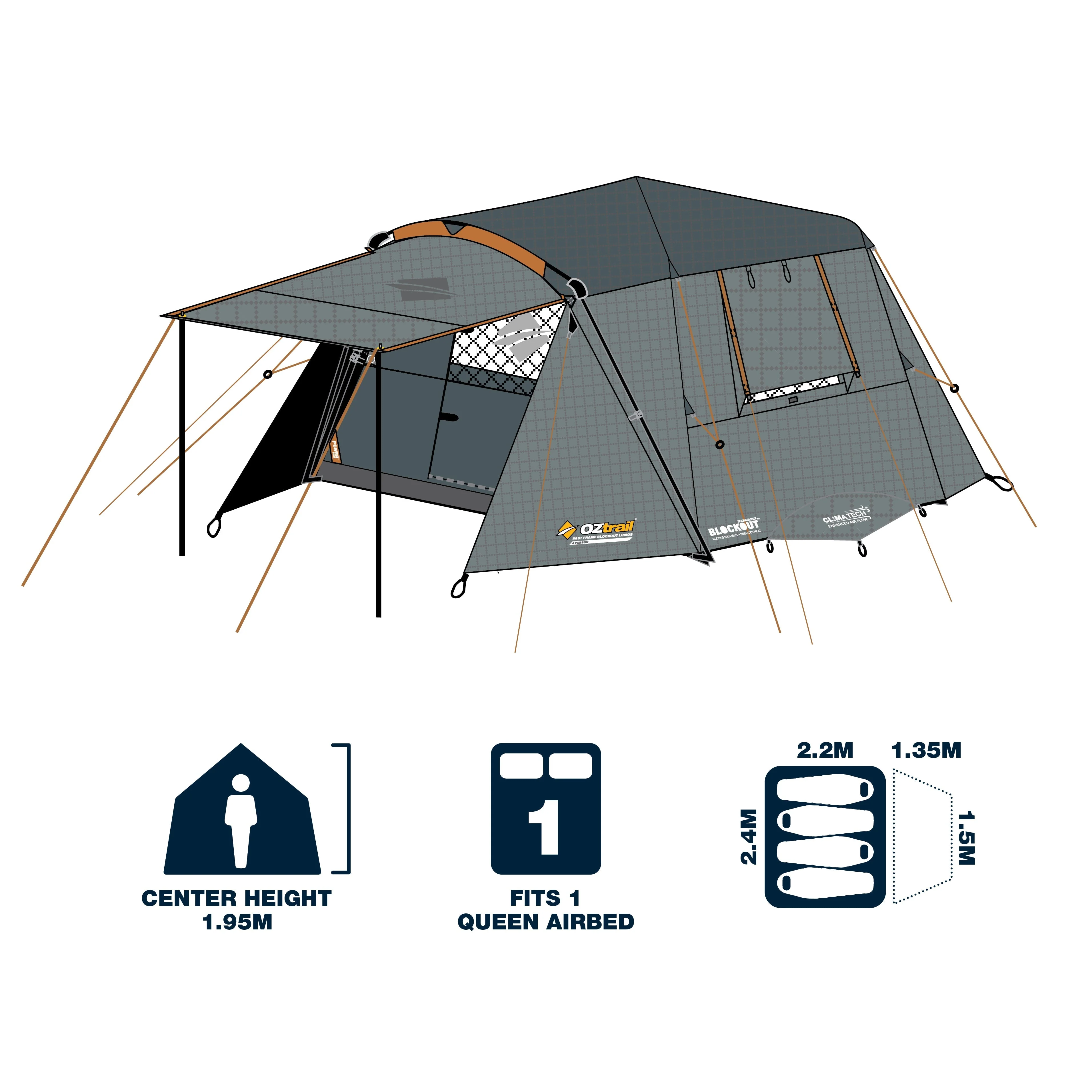 OZtrail Fast Frame Blockout Lumos 4 Person Tent - Image 2