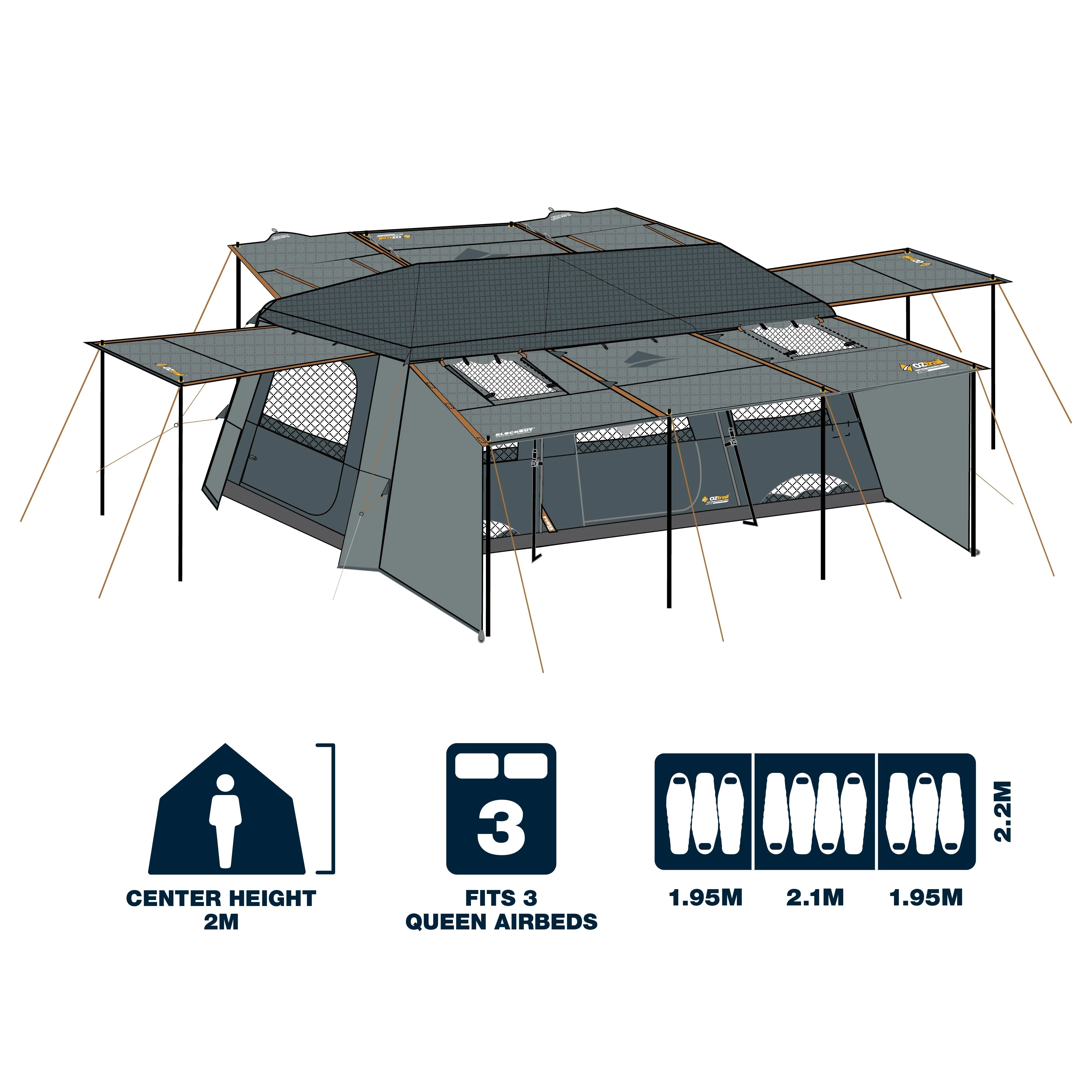 OZtrail Fast Frame Blockout Lumos 10 Person Tent - Image 2