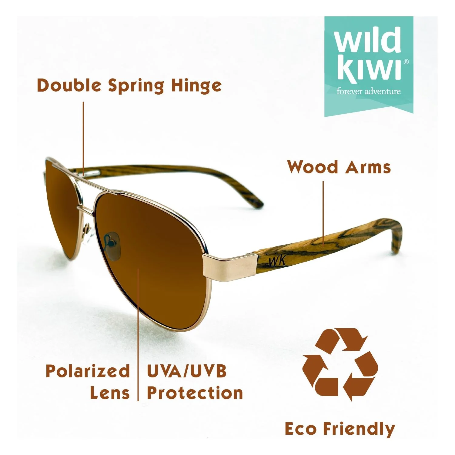 Wood Sunglasses Polarised for Men and Women - Aviator - Image 2