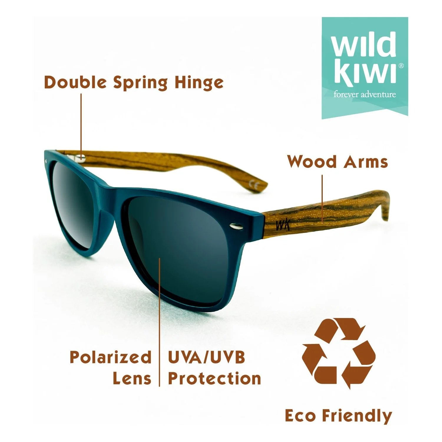 Wood Sunglasses Polarised for Men and Women - Dark Blue - Image 2