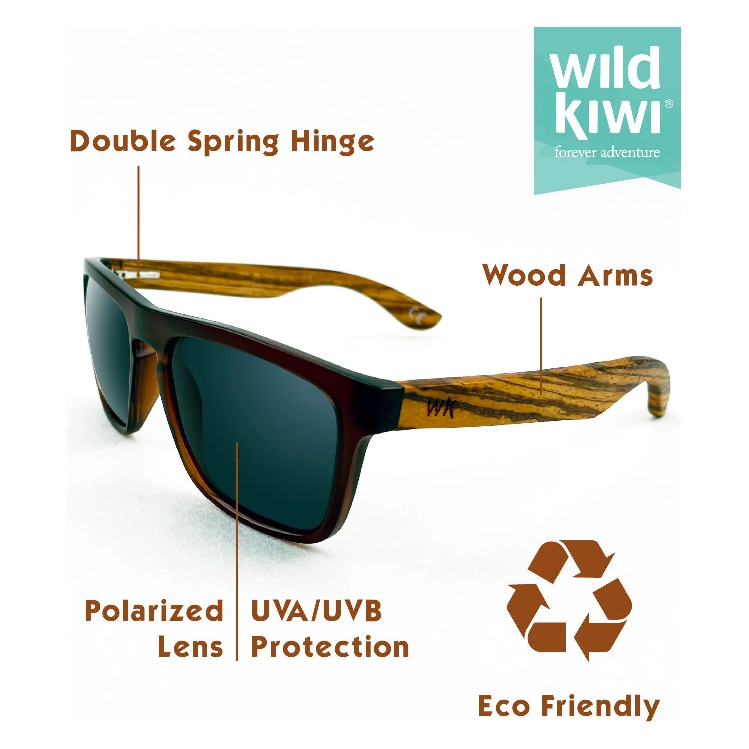 Wood Sunglasses Polarised for Men and Women - Dark Brown - Image 2