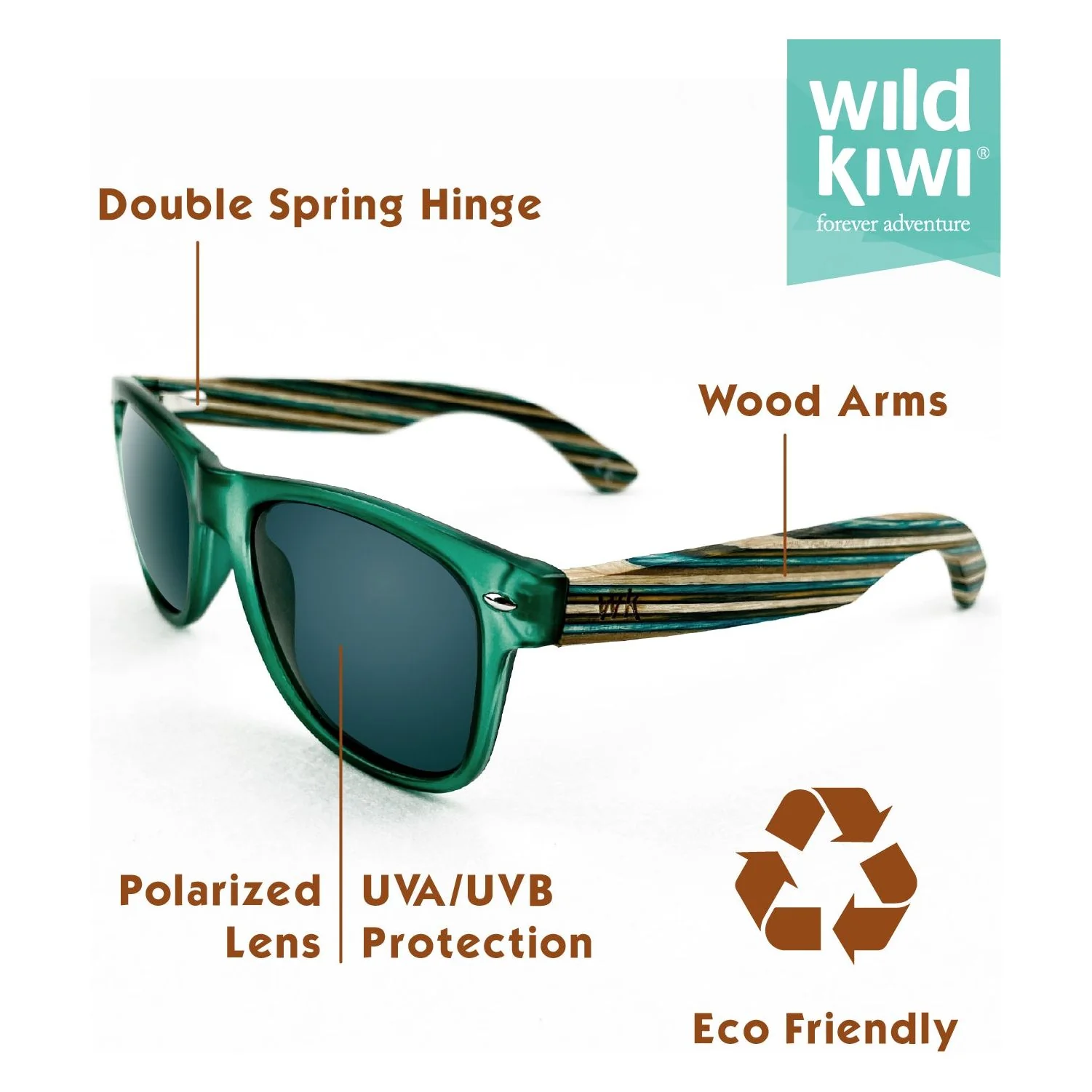 Wood Sunglasses Polarised for Men and Women - Dark Green - Image 2