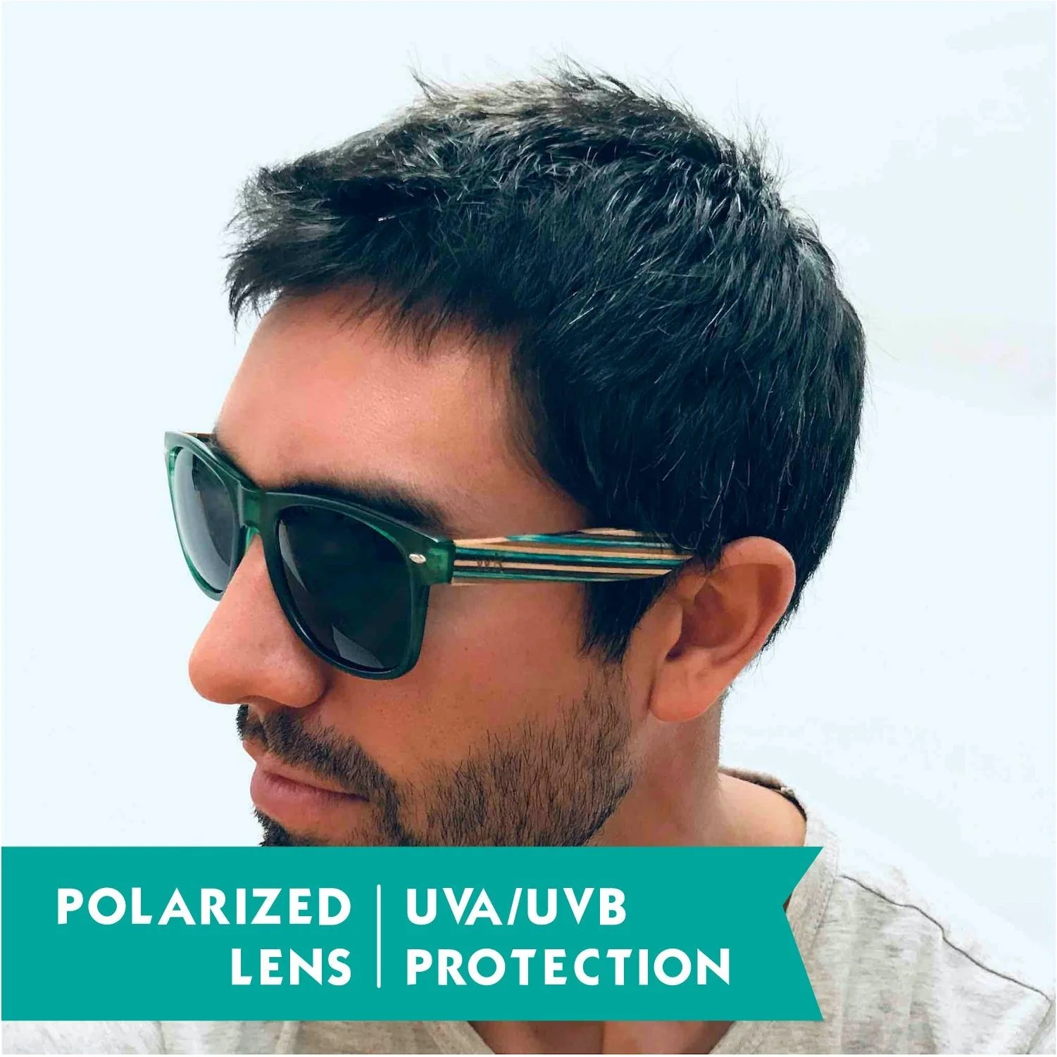 Wood Sunglasses Polarised for Men and Women - Dark Green - Image 6