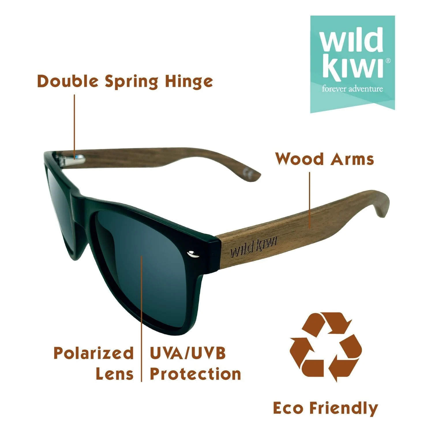 Wood Sunglasses Polarised for Men and Women - Walnut - Image 2